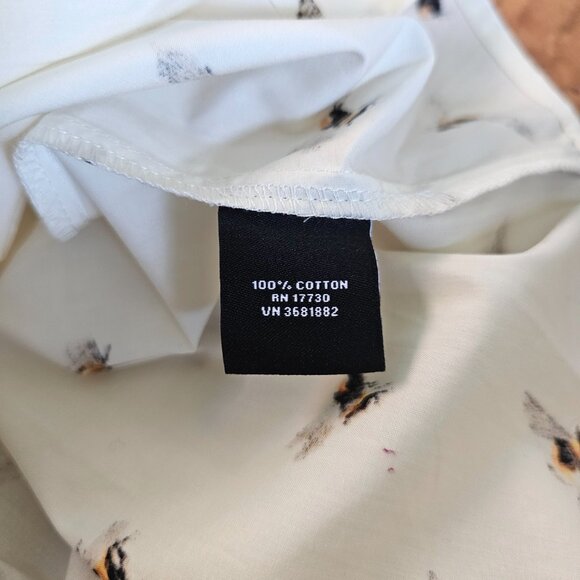 NWT!! Victoria Beckham Bee Print Long Sleeve Button Up Shirt, 100% Cotton, S - Picture 9 of 10